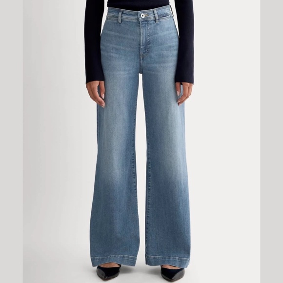 EVERLANE Wide Leg Jeans The HIGH-KEY Med indigo Jeans like New 33 /16 - Picture 2 of 5